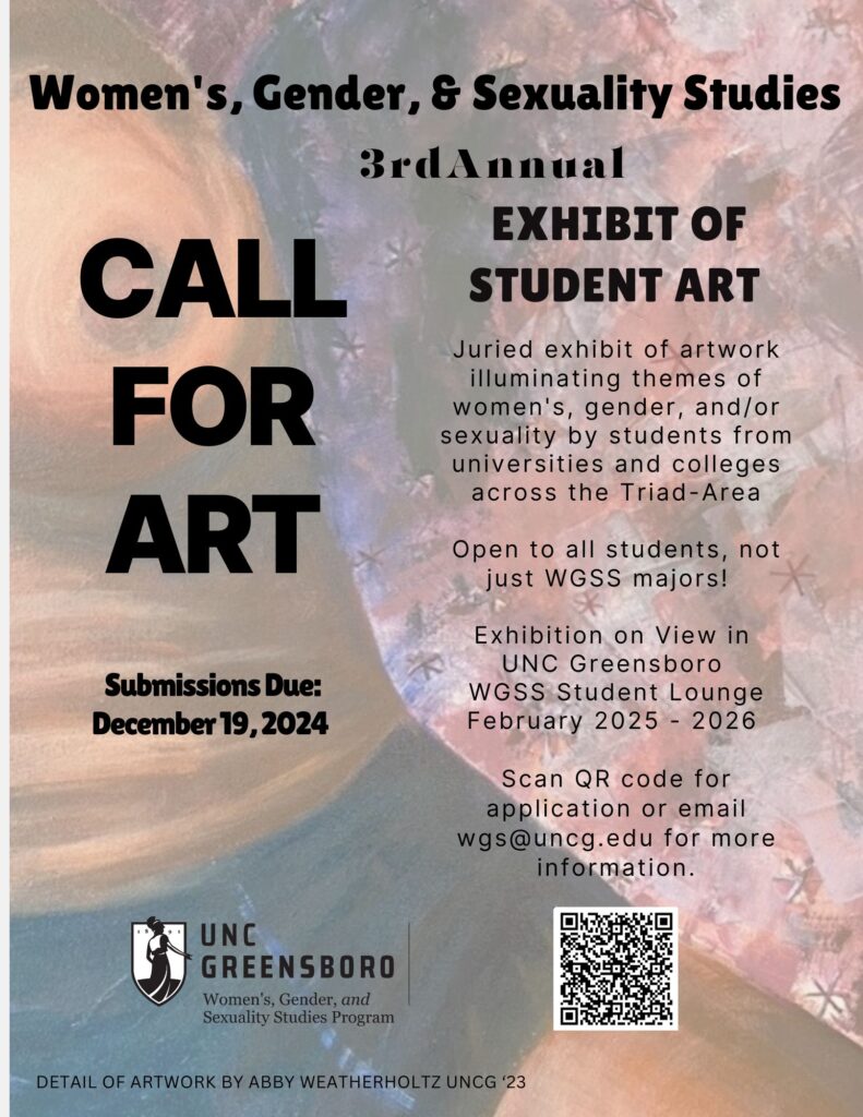 Call for student art submissions for the 3rd annual exhibit with WGSS