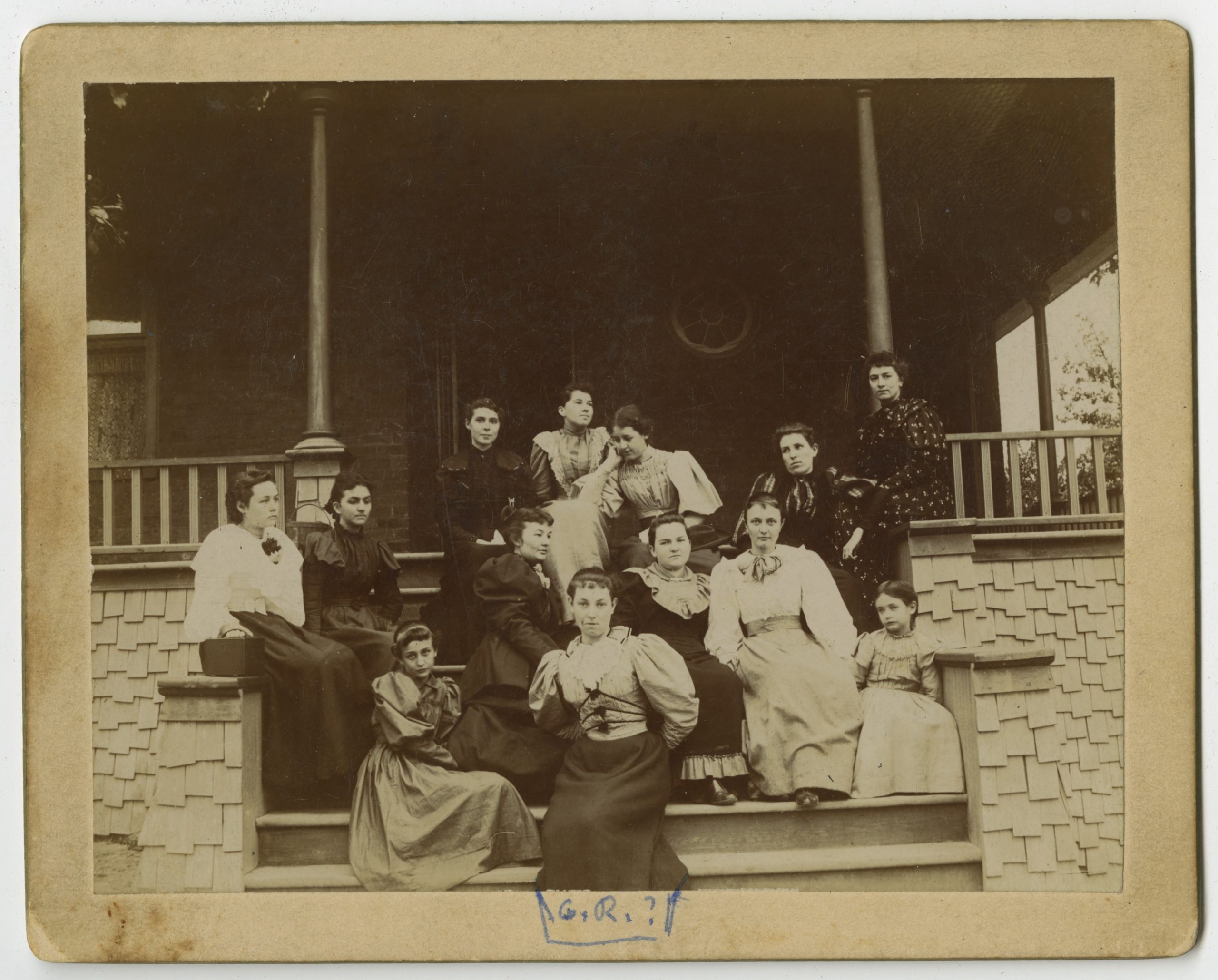 Group photo of students outside McIver Cottage,1894.