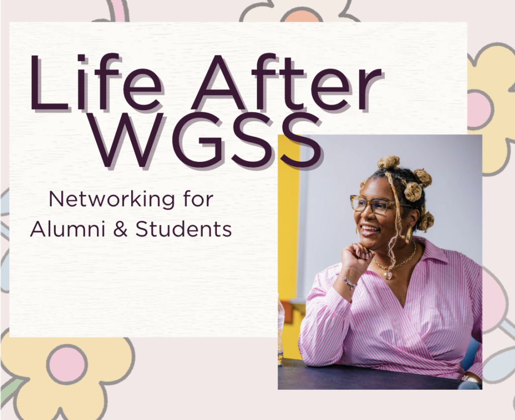 WGSS Alum, Amber Esters talking to students